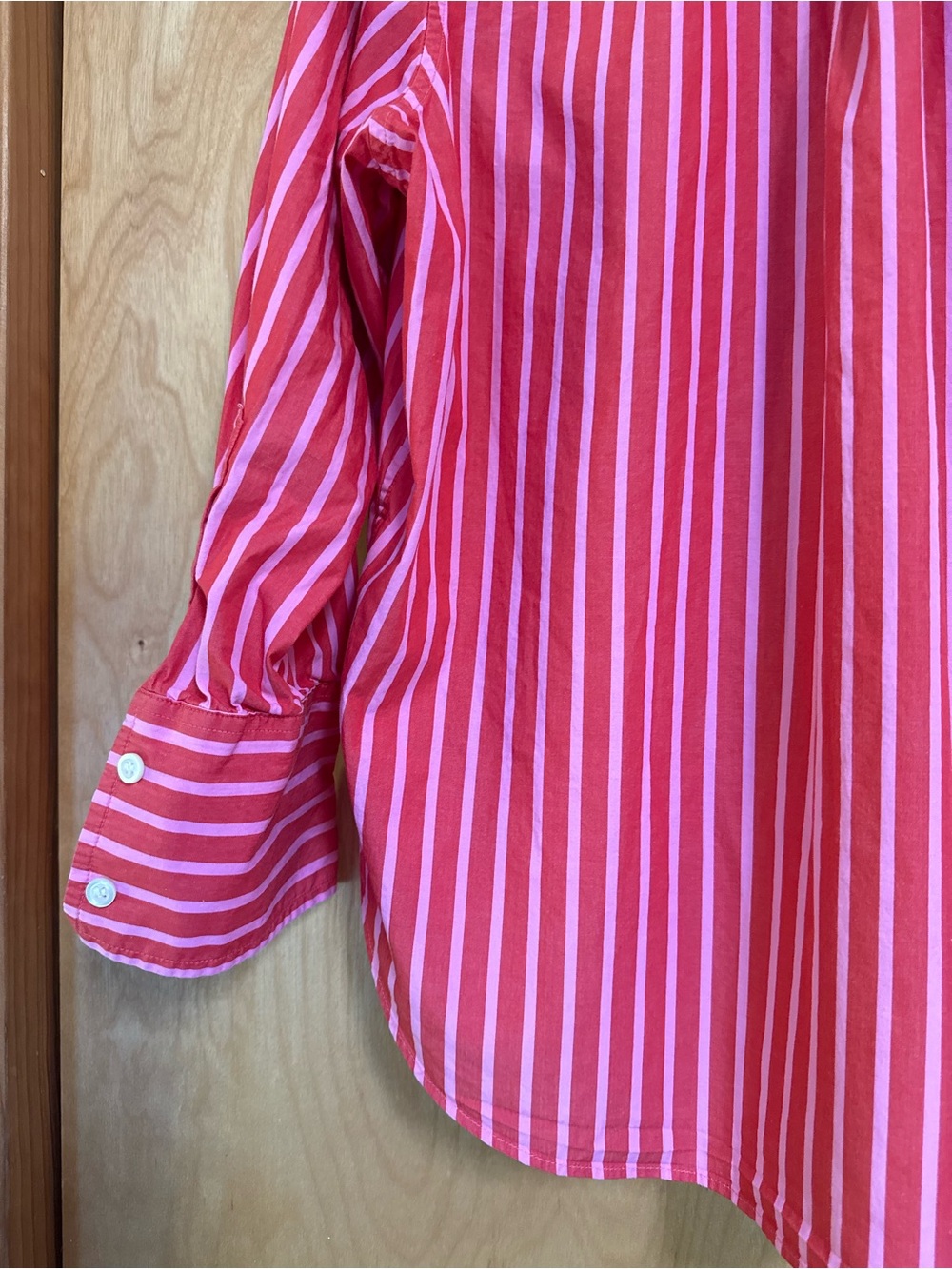 Small GAP Red & Pink Striped Cotton Poplin Button-Down Shirt Coord Set Available - Picture 6 of 10